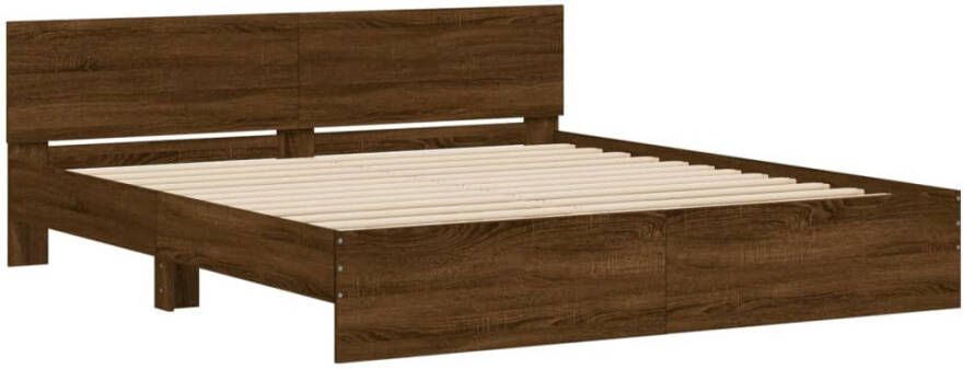 VidaXL -Bedframe-met-hoofdeinde-bruin-eikenkleurig-200x200-cm - Foto 4