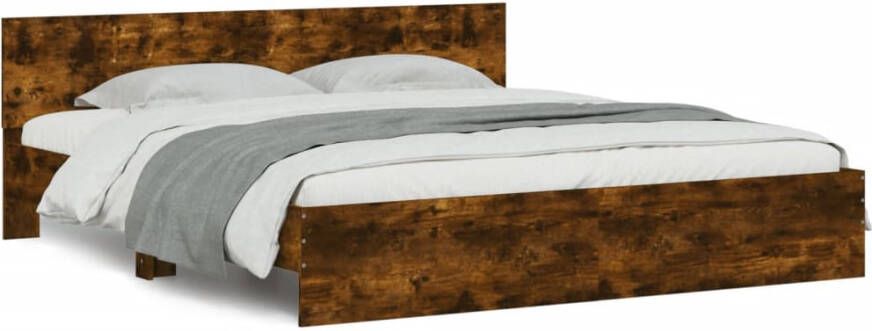 VidaXL -Bedframe-met-hoofdeinde-en-LED-gerookt-eikenkleurig-180x200-cm - Foto 4