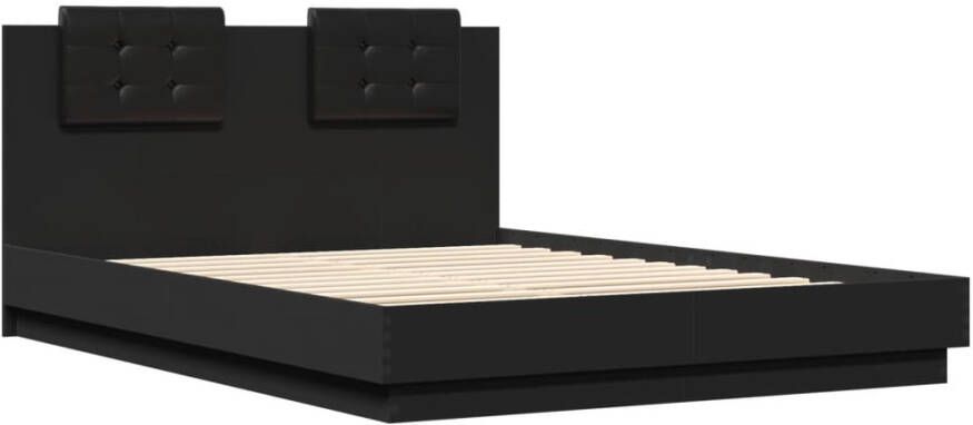 VidaXL -Bedframe-met-hoofdeinde-en-LED-verlichting-zwart-120x200-cm - Foto 3