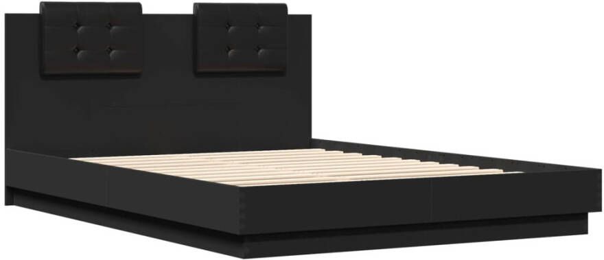 VidaXL -Bedframe-met-hoofdeinde-en-LED-verlichting-zwart-150x200-cm - Foto 4