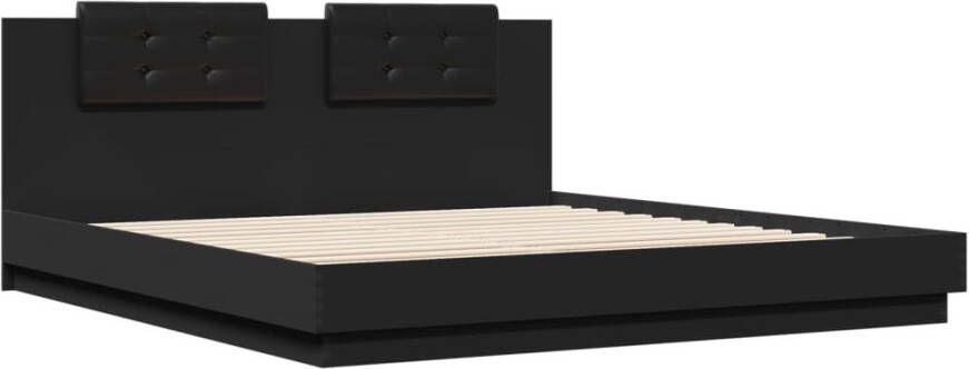 VidaXL -Bedframe-met-hoofdeinde-en-LED-verlichting-zwart-200x200-cm - Foto 3