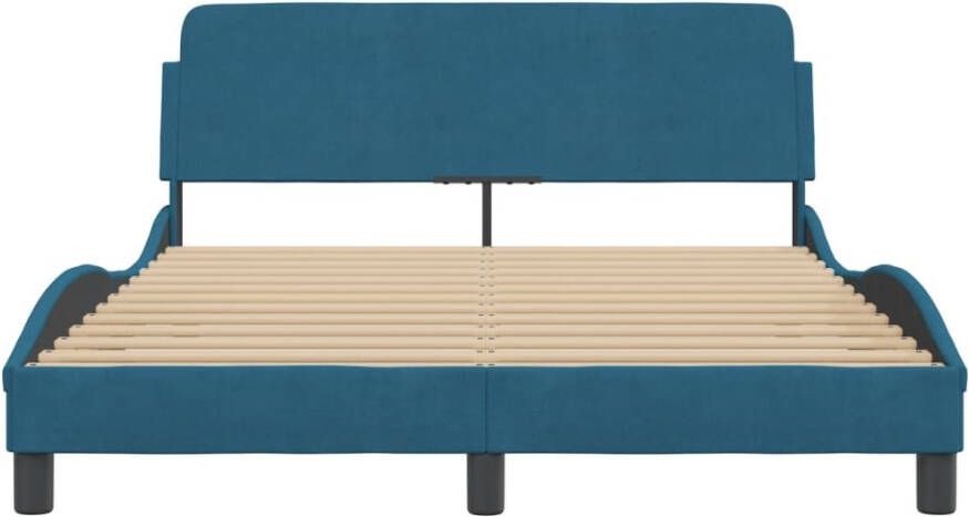 VidaXL Bedframe met hoofdeinde Dover fluweel blauw 120x200 cm - Foto 2