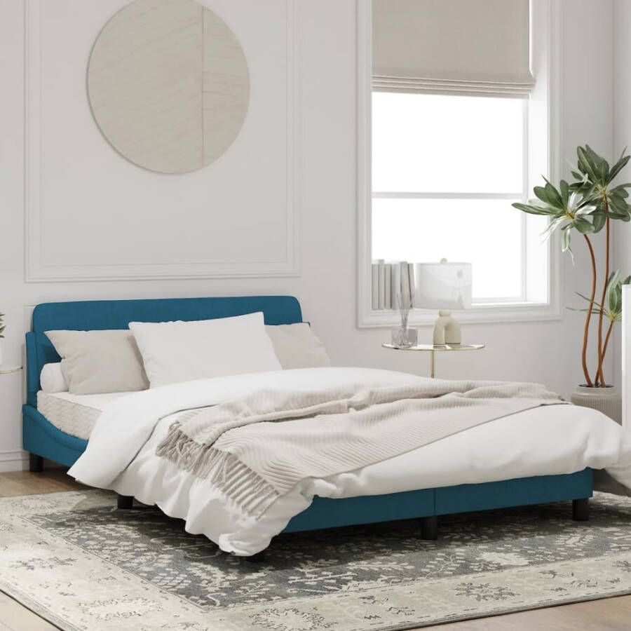 VidaXL Bedframe met hoofdeinde Dover fluweel blauw 140x200 cm
