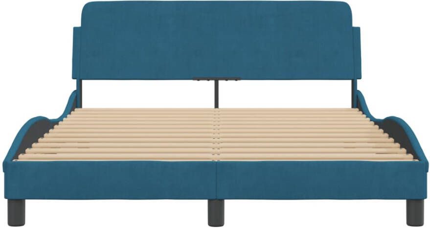 VidaXL Bedframe met hoofdeinde Dover fluweel blauw 140x200 cm - Foto 2