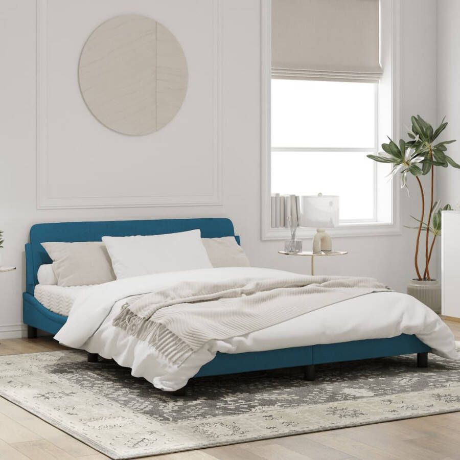 VidaXL Bedframe met hoofdeinde Dover fluweel blauw 160x200 cm