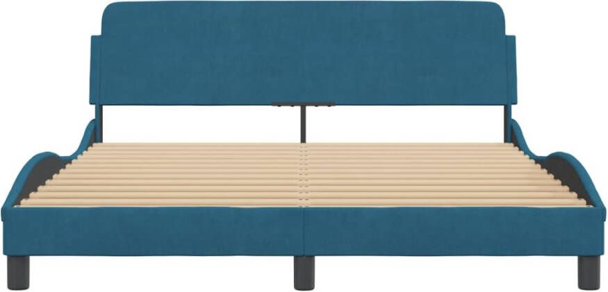 VidaXL Bedframe met hoofdeinde Dover fluweel blauw 160x200 cm - Foto 3