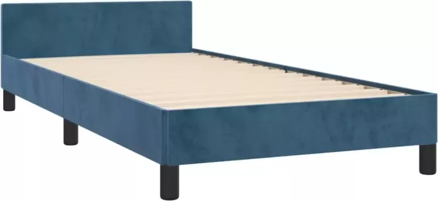 VidaXL -Bedframe-met-hoofdeinde-fluweel-donkerblauw-100x200-cm - Foto 3