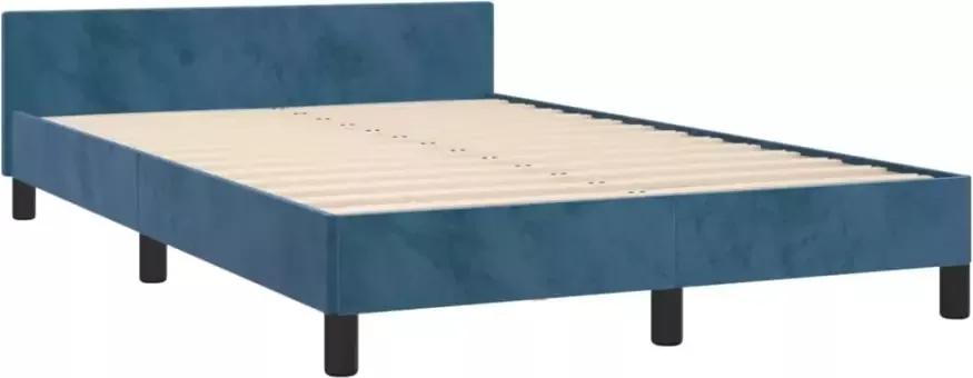 VidaXL -Bedframe-met-hoofdeinde-fluweel-donkerblauw-120x200-cm - Foto 3