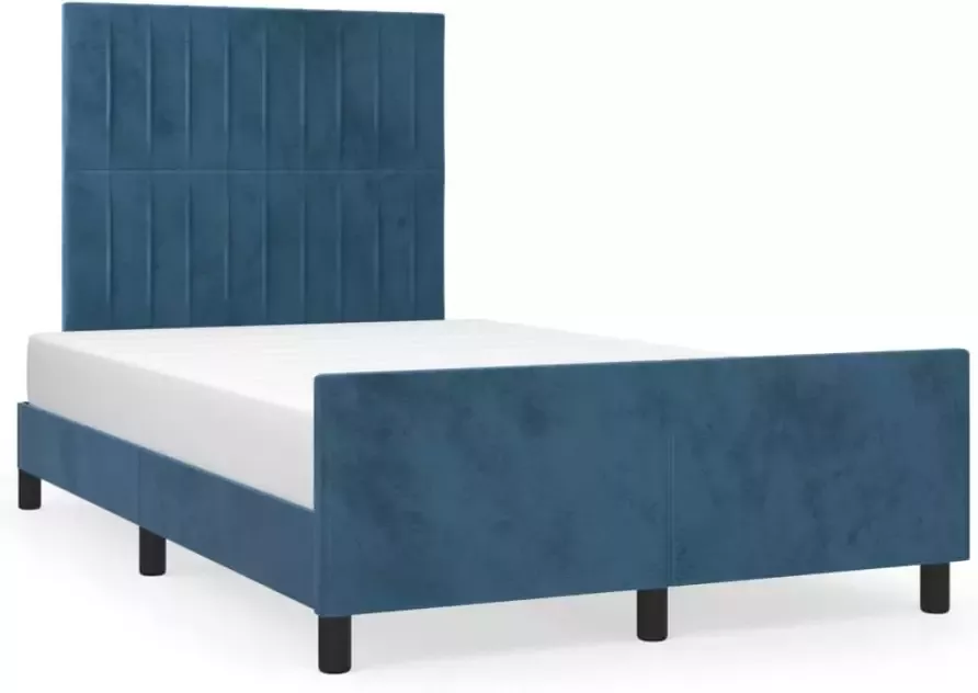 VidaXL -Bedframe-met-hoofdeinde-fluweel-donkerblauw-120x200-cm - Foto 5