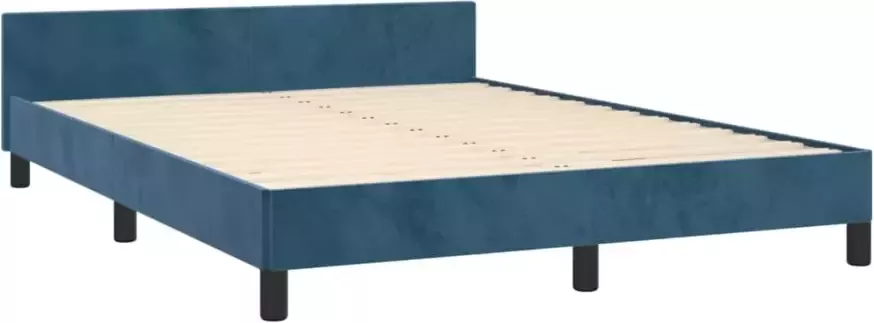 VidaXL -Bedframe-met-hoofdeinde-fluweel-donkerblauw-140x190-cm - Foto 3