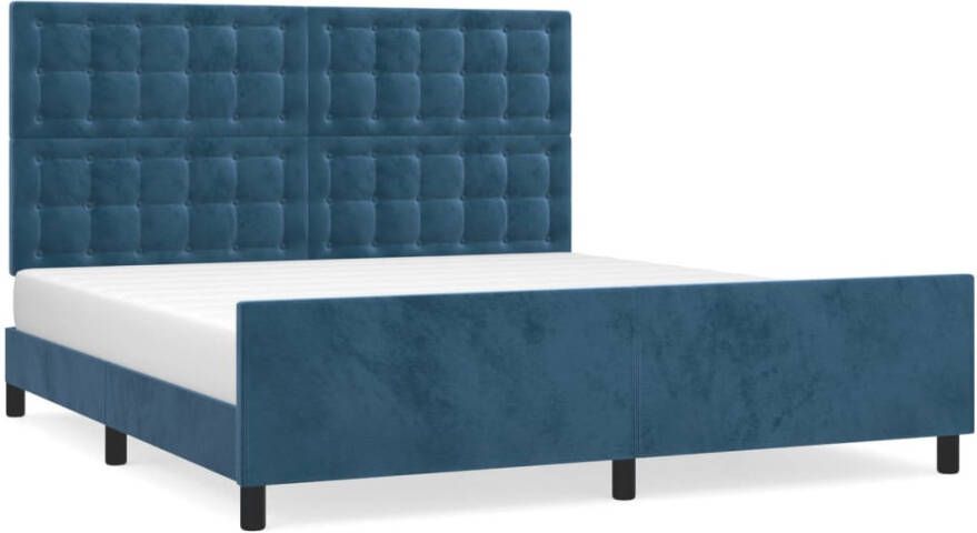 VidaXL -Bedframe-met-hoofdeinde-fluweel-donkerblauw-180x200-cm - Foto 4