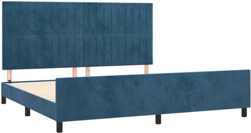 VidaXL -Bedframe-met-hoofdeinde-fluweel-donkerblauw-200x200-cm - Foto 5