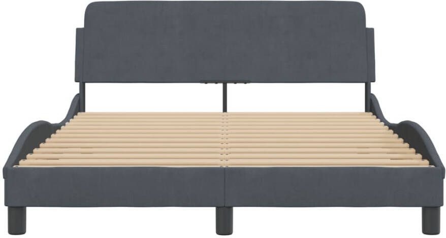 VidaXL -Bedframe-met-hoofdeinde-fluweel-donkergrijs-140x200-cm - Foto 2