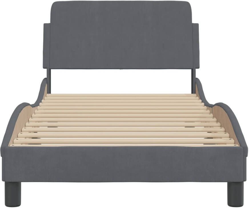 VidaXL -Bedframe-met-hoofdeinde-fluweel-donkergrijs-80x200-cm - Foto 2