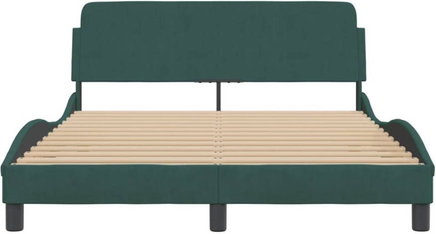 VidaXL -Bedframe-met-hoofdeinde-fluweel-donkergroen-140x200-cm - Foto 2