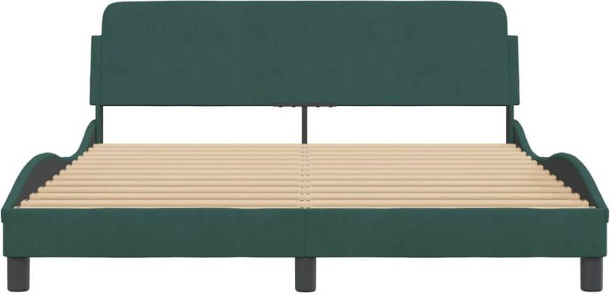 VidaXL -Bedframe-met-hoofdeinde-fluweel-donkergroen-160x200-cm - Foto 2