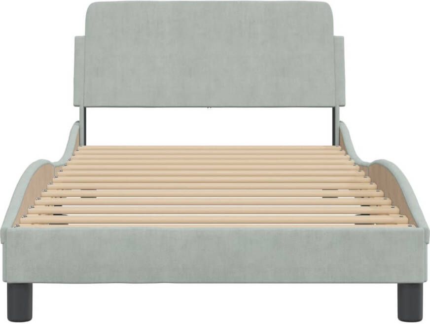 VidaXL -Bedframe-met-hoofdeinde-fluweel-lichtgrijs-100x200-cm - Foto 2