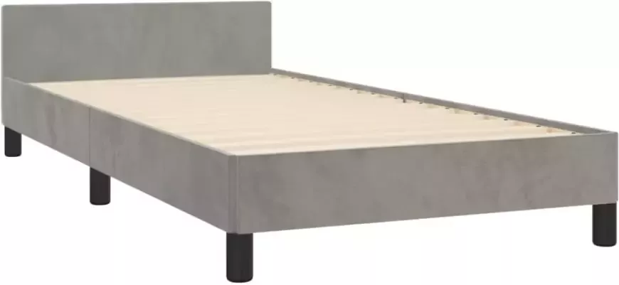 VidaXL -Bedframe-met-hoofdeinde-fluweel-lichtgrijs-100x200-cm - Foto 5