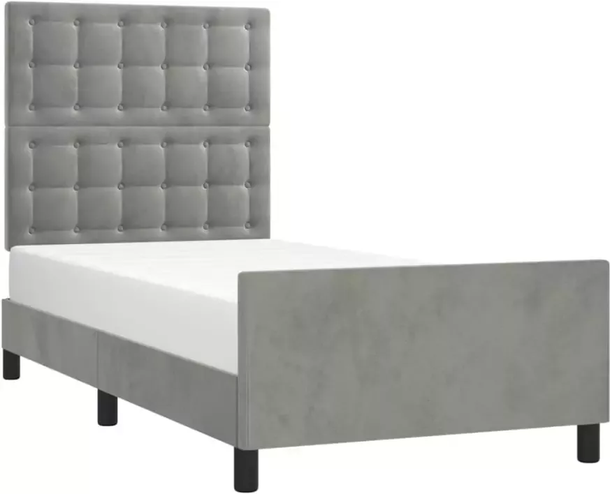 VidaXL -Bedframe-met-hoofdeinde-fluweel-lichtgrijs-100x200-cm - Foto 5