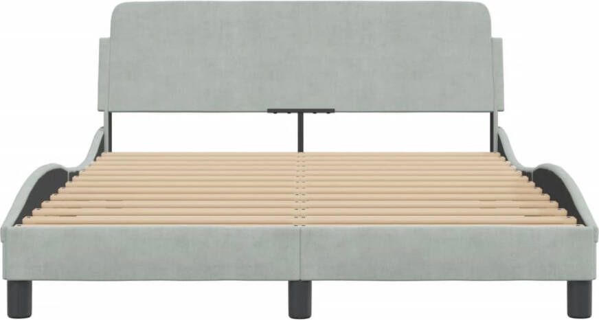 VidaXL -Bedframe-met-hoofdeinde-fluweel-lichtgrijs-140x190-cm - Foto 2