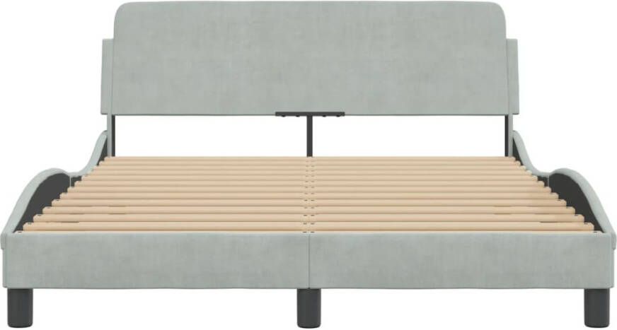 VidaXL -Bedframe-met-hoofdeinde-fluweel-lichtgrijs-140x200-cm - Foto 2