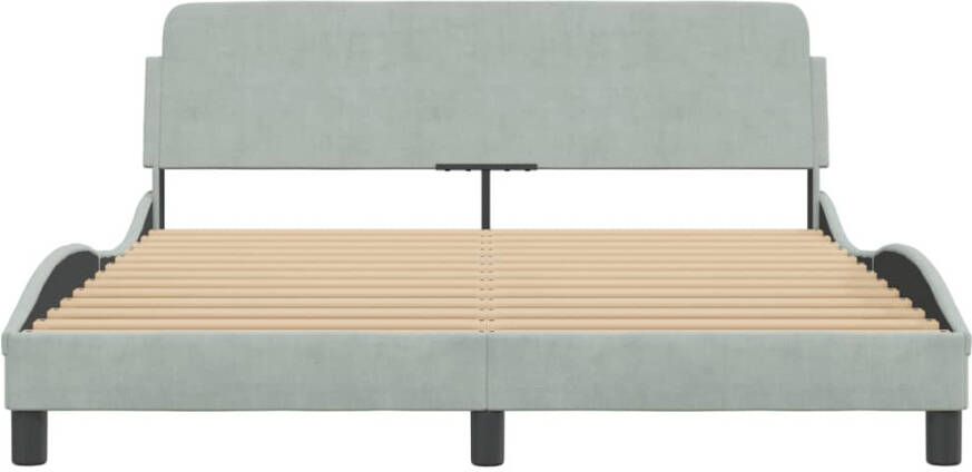 VidaXL -Bedframe-met-hoofdeinde-fluweel-lichtgrijs-160x200-cm - Foto 3