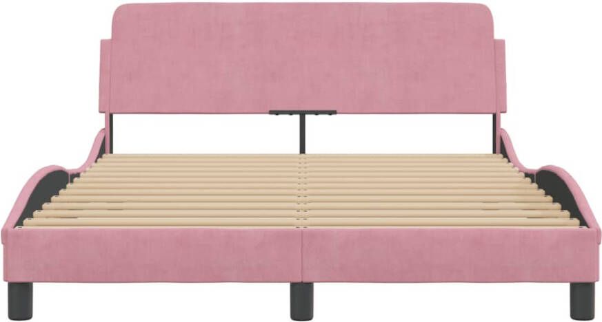 VidaXL -Bedframe-met-hoofdeinde-fluweel-roze-140x200-cm - Foto 2