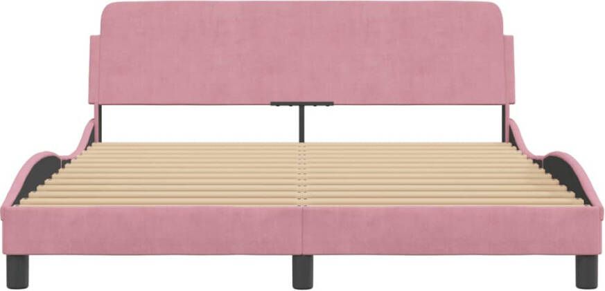 VidaXL Bedframe met hoofdeinde zonder matras 160x200 cm fluweel roze - Foto 3