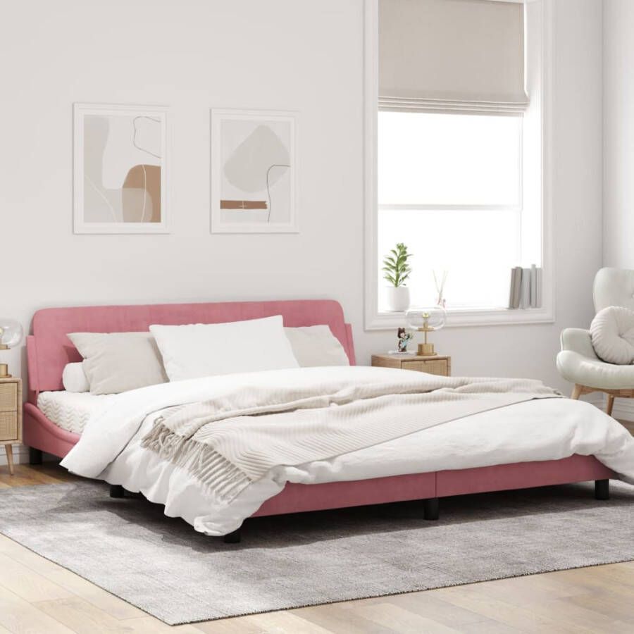 VidaXL -Bedframe-met-hoofdeinde-fluweel-roze-180x200-cm