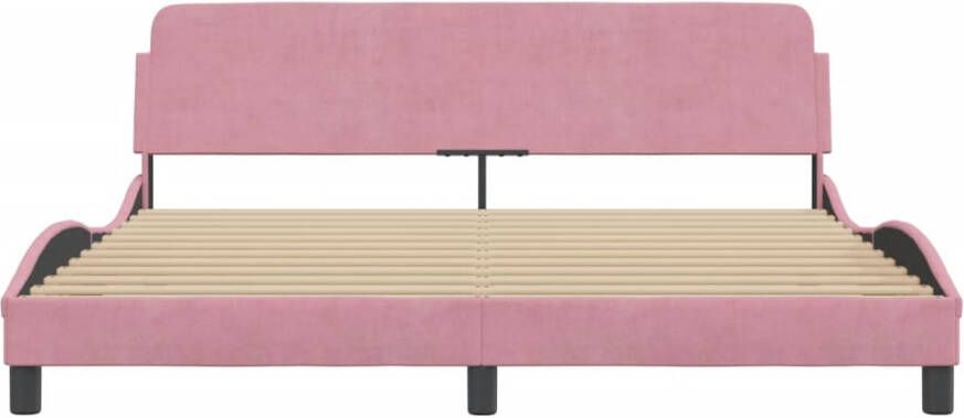 VidaXL -Bedframe-met-hoofdeinde-fluweel-roze-180x200-cm - Foto 2