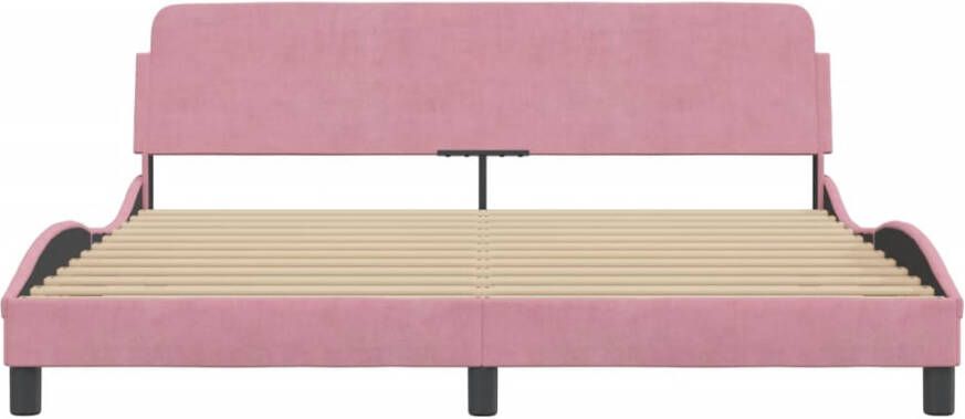 VIDAXL Bedframe met hoofdeinde zonder matras 180x200 cm fluweel roze - Foto 2