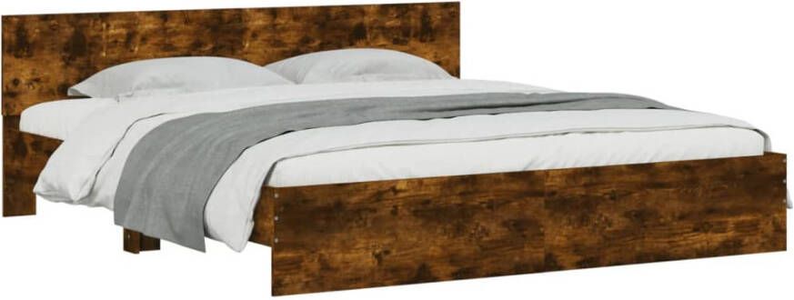 VidaXL -Bedframe-met-hoofdeinde-gerookt-eikenkleurig-180x200-cm - Foto 4