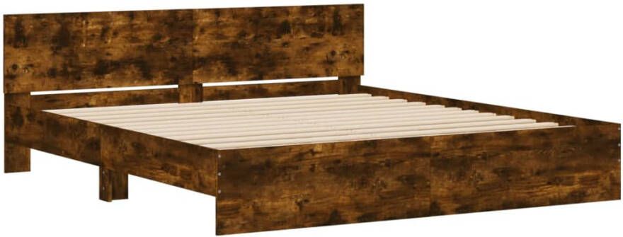 VidaXL -Bedframe-met-hoofdeinde-gerookt-eikenkleurig-180x200-cm - Foto 3