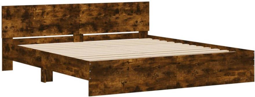 VidaXL -Bedframe-met-hoofdeinde-gerookt-eikenkleurig-200x200-cm - Foto 4