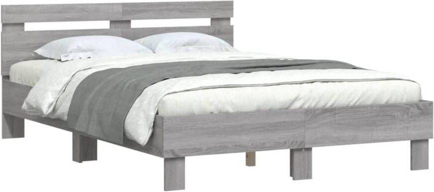 VidaXL -Bedframe-met-hoofdeinde-grijs-sonoma-eiken-135x190-cm - Foto 4