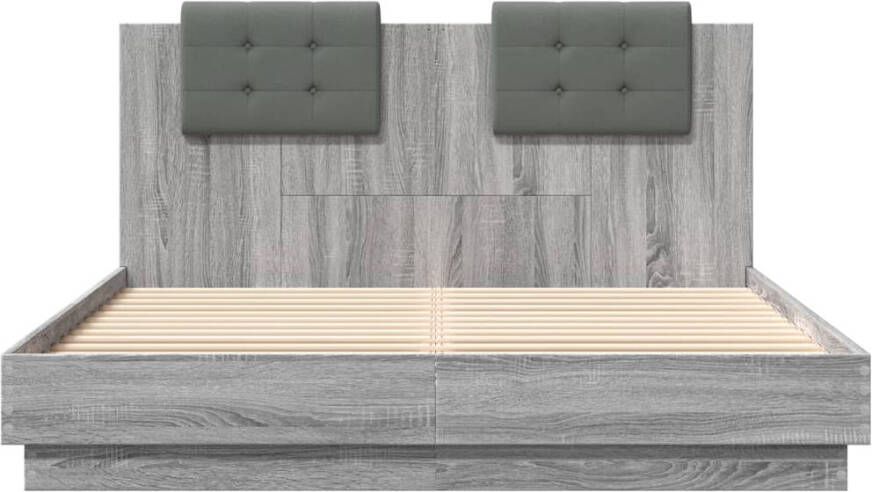 VidaXL -Bedframe-met-hoofdeinde-grijs-sonoma-eiken-150x200-cm