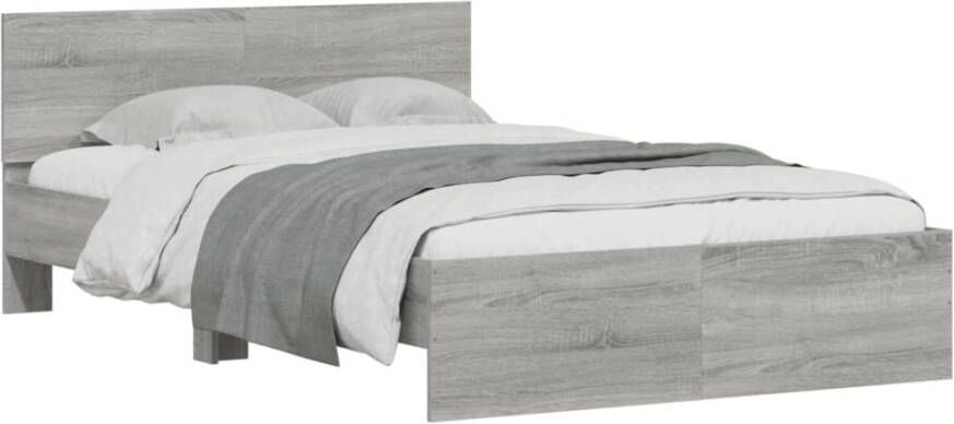 VidaXL -Bedframe-met-hoofdeinde-grijs-sonoma-eikenkleurig-135x190-cm - Foto 6