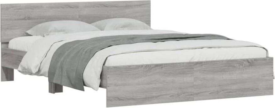 VidaXL -Bedframe-met-hoofdeinde-grijs-sonoma-eikenkleurig-140x190-cm