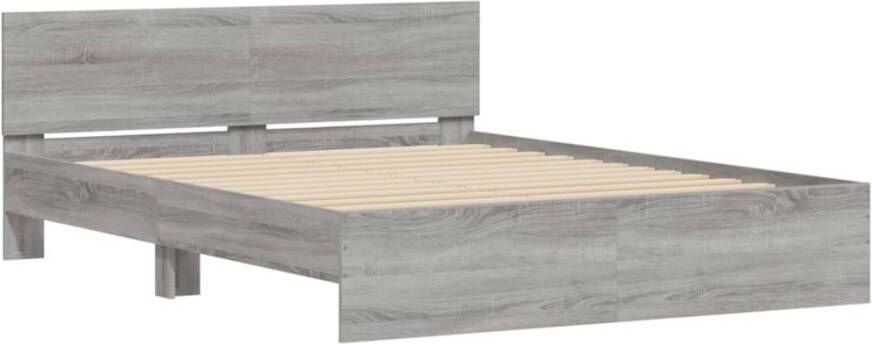 VidaXL -Bedframe-met-hoofdeinde-grijs-sonoma-eikenkleurig-140x190-cm - Foto 4