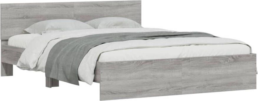 VidaXL -Bedframe-met-hoofdeinde-grijs-sonoma-eikenkleurig-150x200-cm