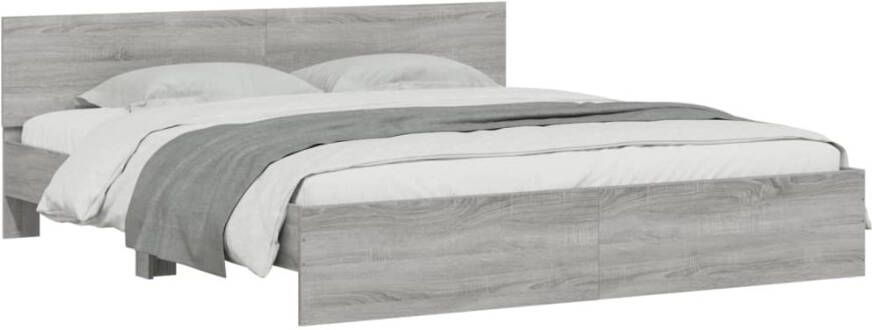 VidaXL -Bedframe-met-hoofdeinde-grijs-sonoma-eikenkleurig-180x200-cm
