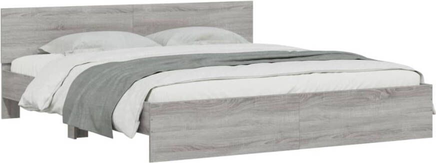 VidaXL -Bedframe-met-hoofdeinde-grijs-sonoma-eikenkleurig-200x200-cm