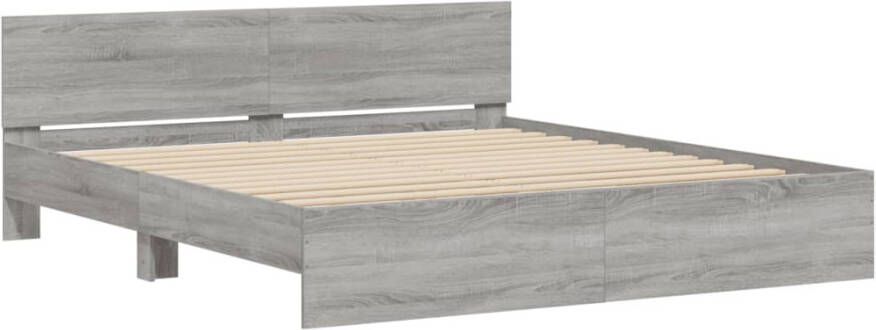 VidaXL -Bedframe-met-hoofdeinde-grijs-sonoma-eikenkleurig-200x200-cm - Foto 4