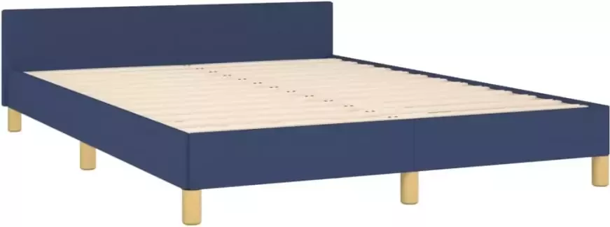 VIDAXL Bedframe met hoofdeinde zonder matras 140x200 cm stof blauw - Foto 4