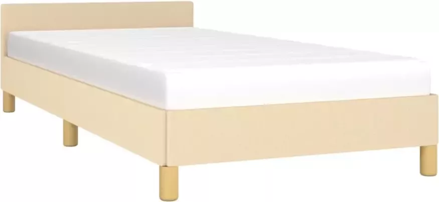 VidaXL Bedframe met hoofdeinde stof crÃ¨mekleurig 100x200 cm - Foto 5