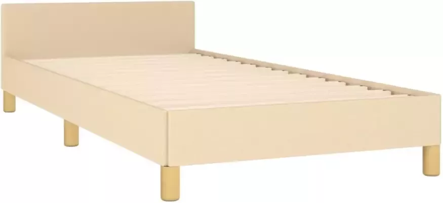 VidaXL Bedframe met hoofdeinde stof crÃ¨mekleurig 100x200 cm - Foto 4