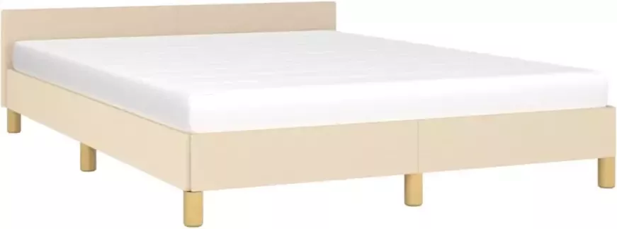 VidaXL Bedframe met hoofdeinde stof crÃ¨mekleurig 140x190 cm - Foto 4