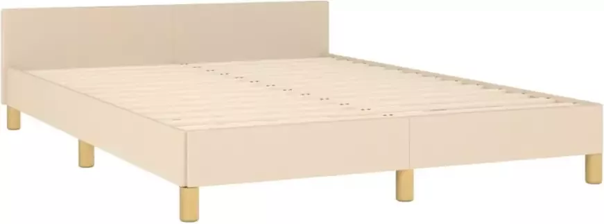 VidaXL Bedframe met hoofdeinde stof crÃ¨mekleurig 140x190 cm - Foto 3