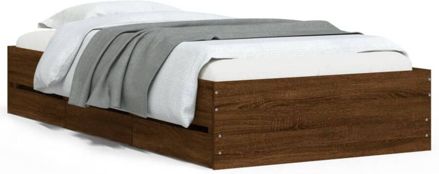 VidaXL -Bedframe-met-lades-bewerkt-hout-bruin-eikenkleurig-90x200-cm - Foto 3