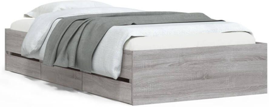 VidaXL -Bedframe-met-lades-bewerkt-hout-grijs-sonoma-eiken-75x190-cm